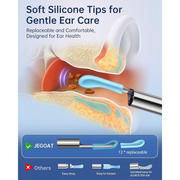 Ear Wax Removal Tool Ear Cleaner with HD Camera Ear Scope 6 LED Lights 12 Picks - Picture 3 of 13